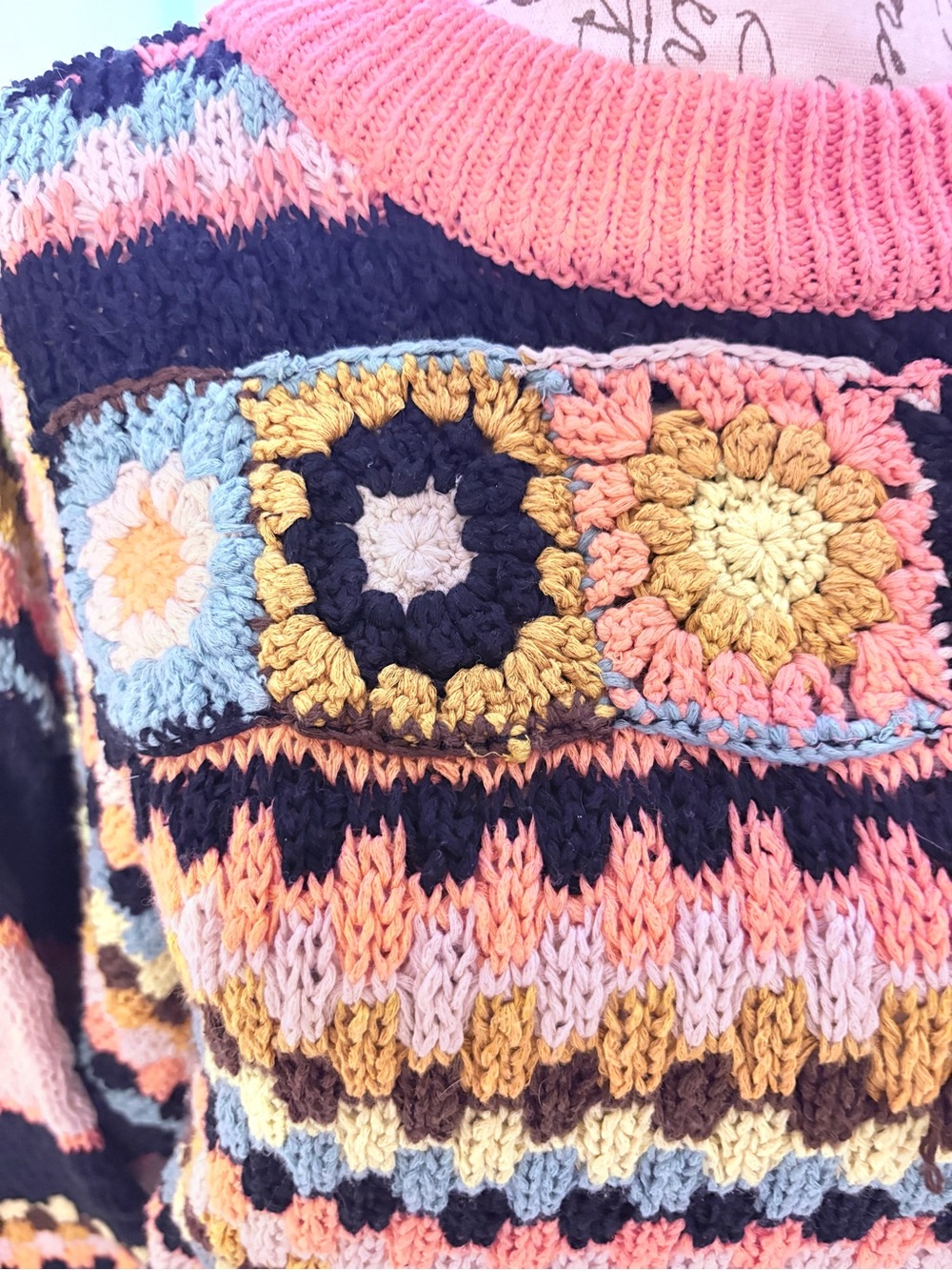 Free People Crochet-Pattern Women’s Sweater - Picture 2 of 7